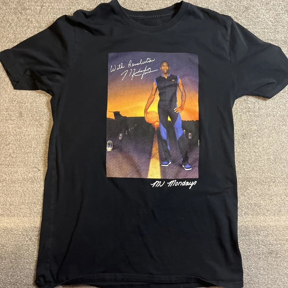 Jordan Shirt Mens Medium Black Basketball Graphic Tee Nike Jumpman MJ EUC D1-70